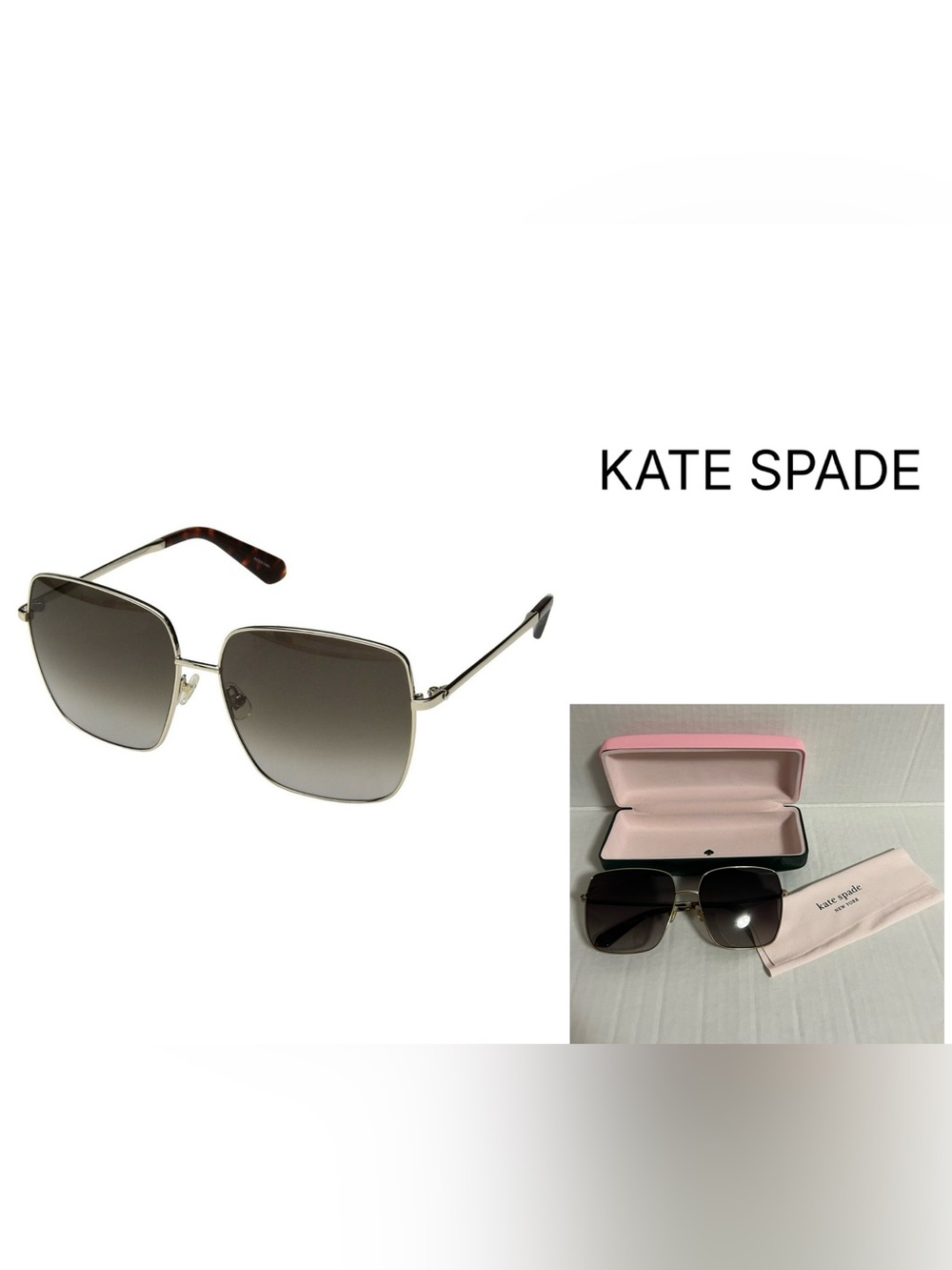KATE SPADE - LIKE NEW - WOMENS FENTON G/S 086HA GOLD TORTOISE BROWN SUNGLASSES